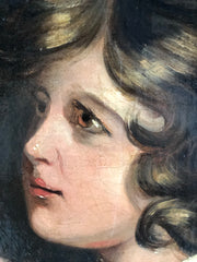 Olio su tela. Bambina in preghiera. The Infant Samuel.