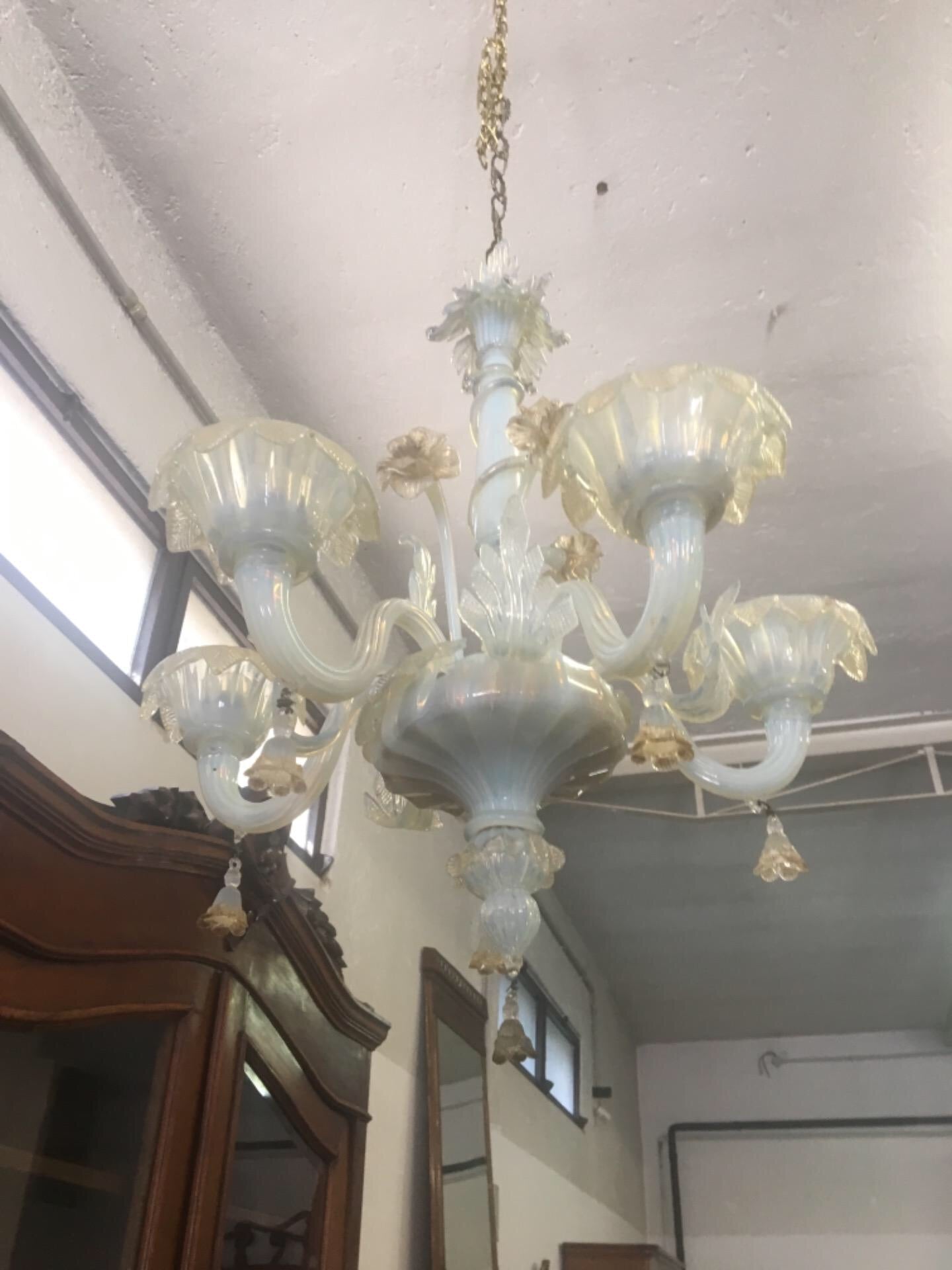 Lampadario di Murano vetro cinque luci . Primi 900