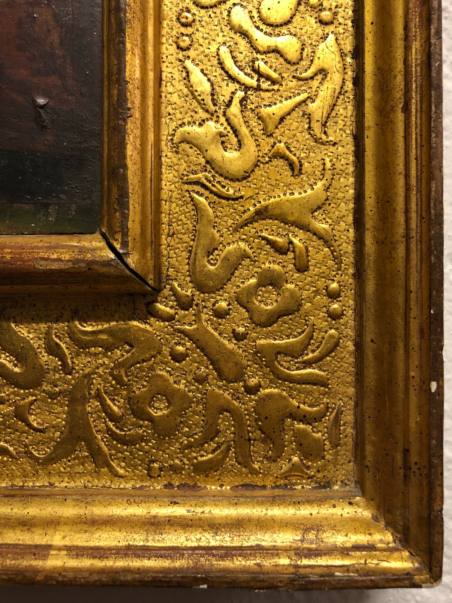 Sacra Famiglia tempera su tavola con cornice coeva . XVI secolo