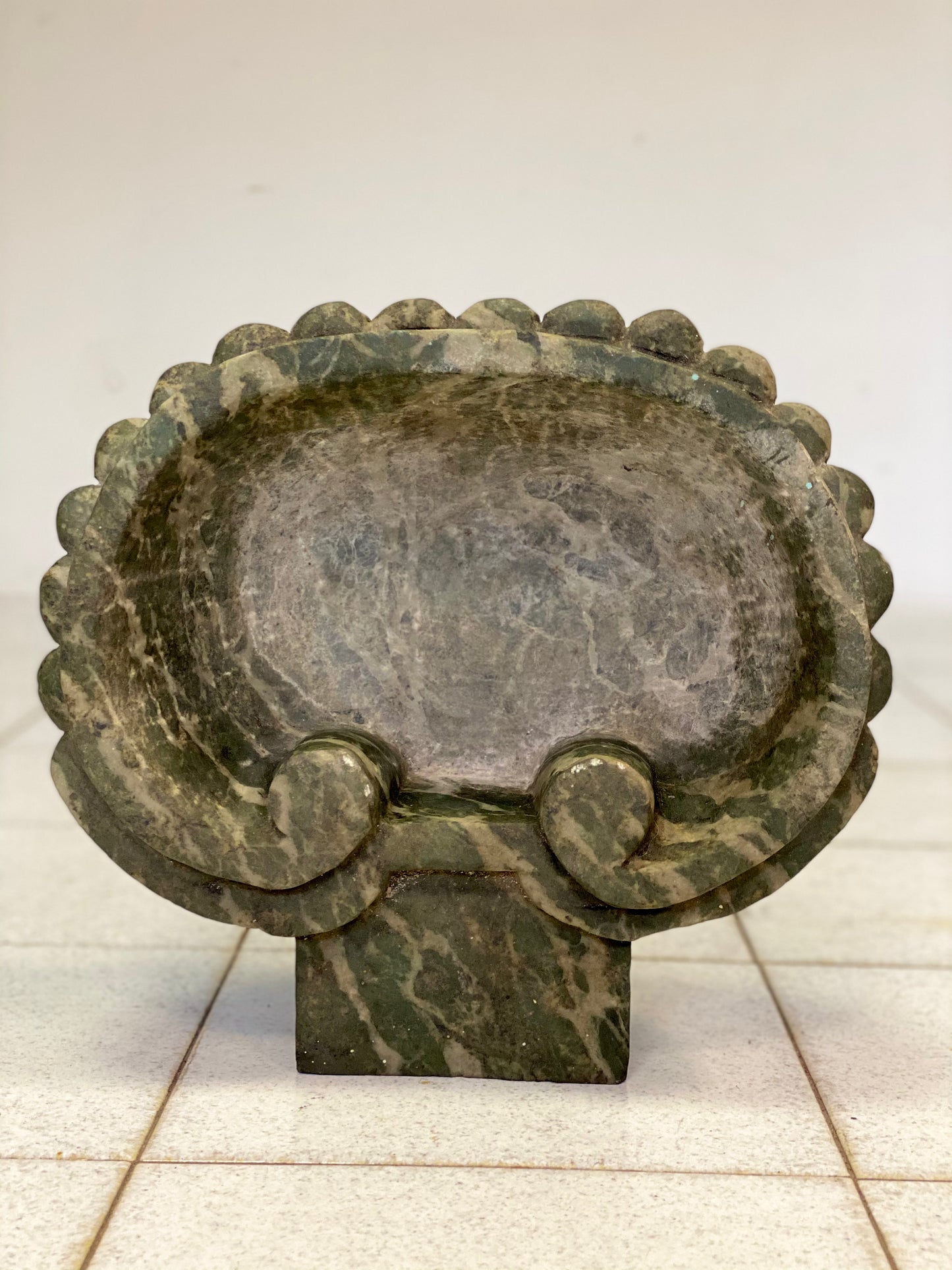 Marble holy water stoup in the shape of a shell. 19th century