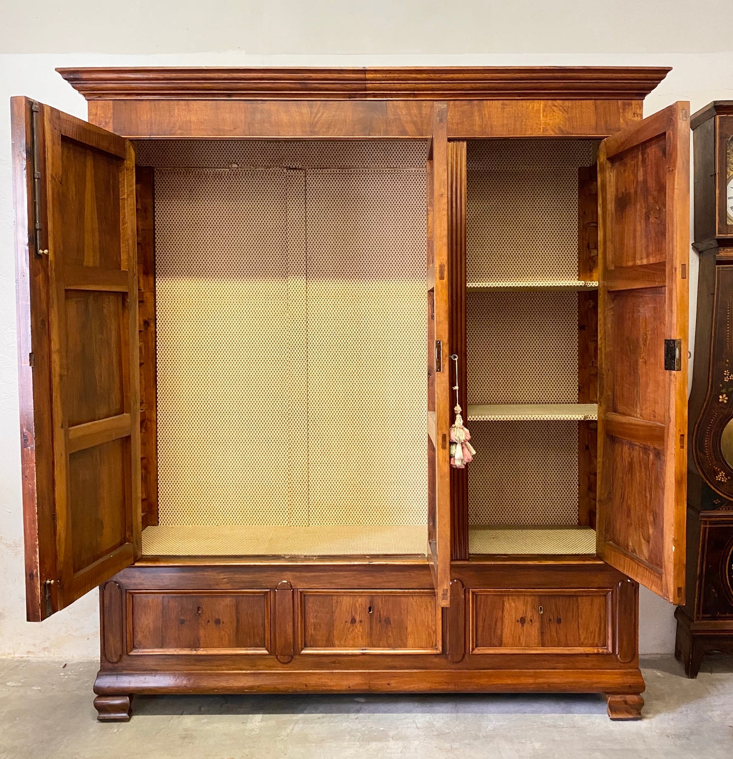 Lombard Charles X Walnut Three-Door Wardrobe 19th Century