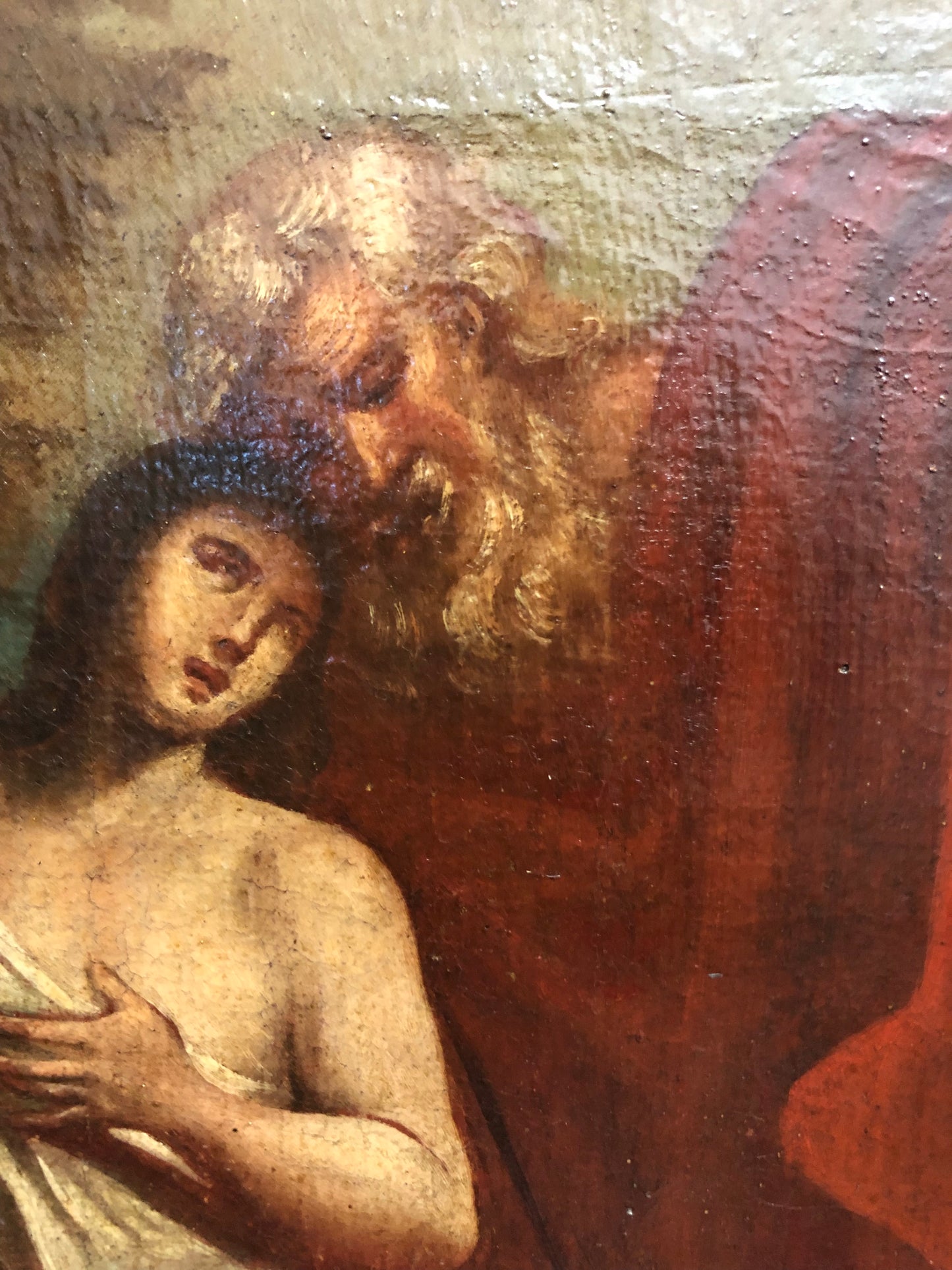 Olio su tela . Il sacrificio di Isacco . XVIII secolo