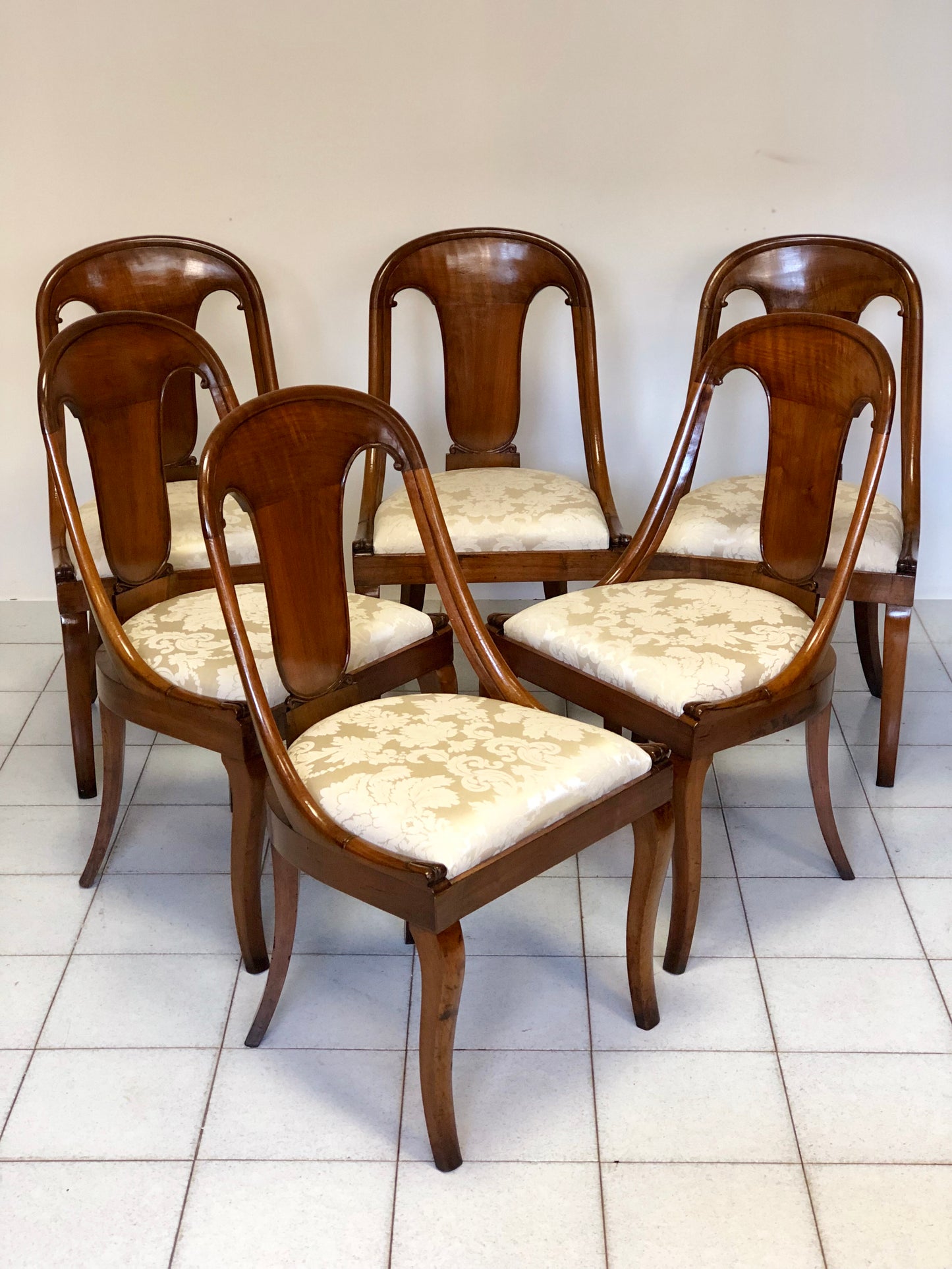 Six Carlo X Lombard Walnut Gondola Chairs
