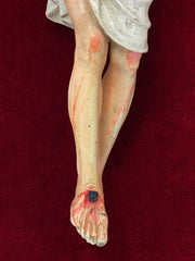 Cristo ligneo con cornice dorata coeva . Lombardia XVIII secolo