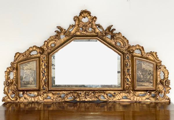 Specchiera in legno intagliato dorato fine XIX secolo