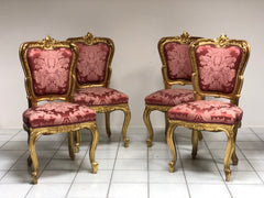 Gruppo di quattro sedie Luigi Filippo oro zecchino . Restaurate