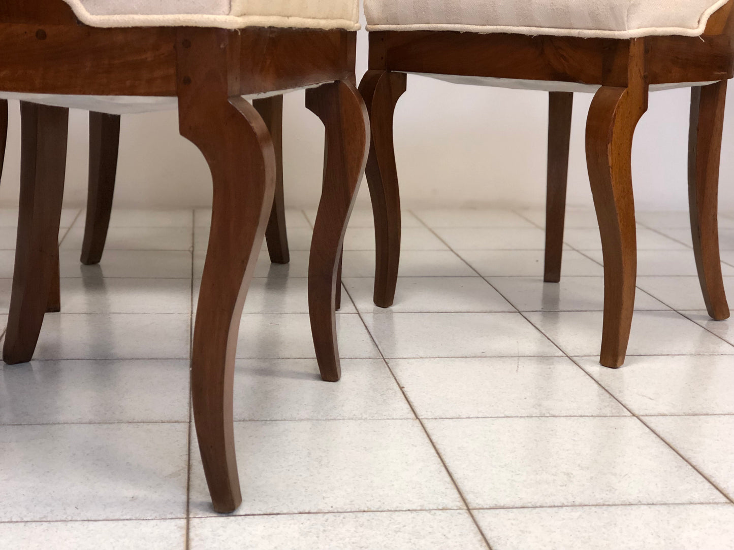 Four walnut gondola chairs