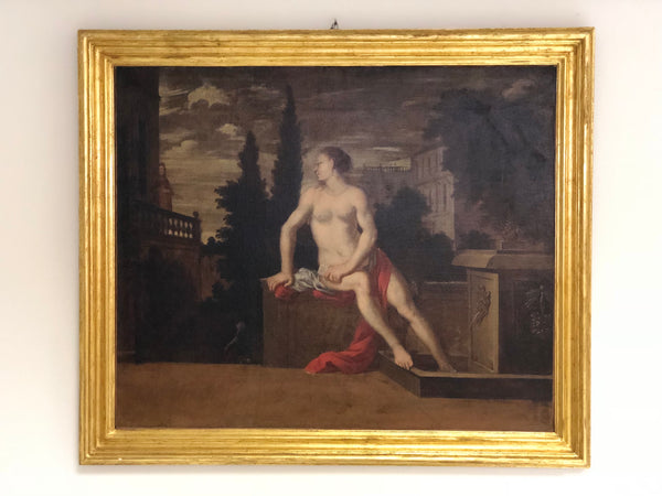 Olio su tela . Betsabea scuola lombarda XVII secolo