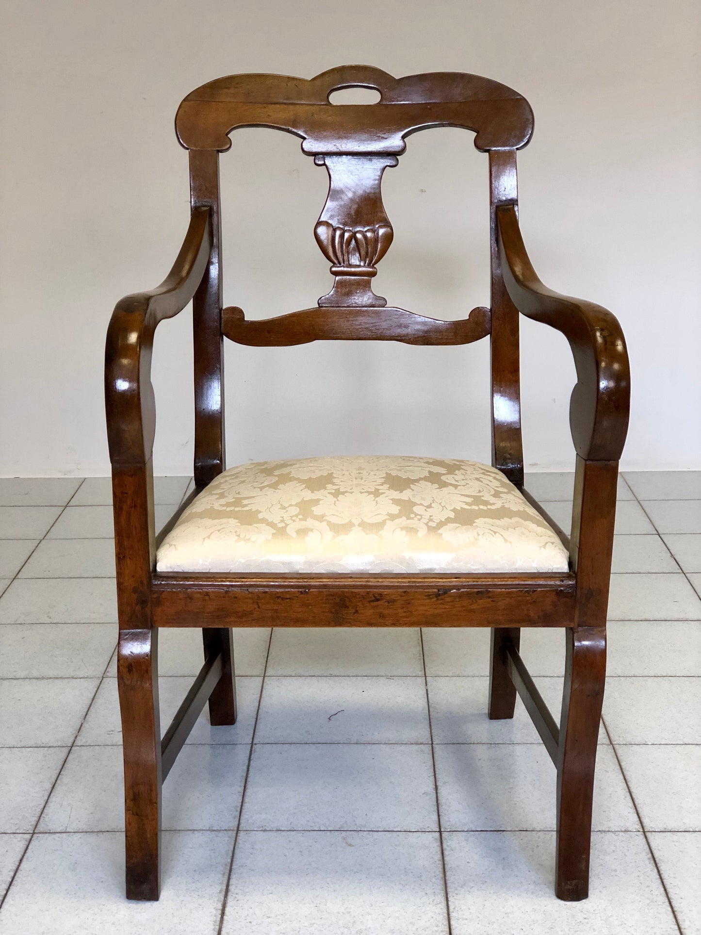 Lombard Empire armchair in walnut. 19th century
