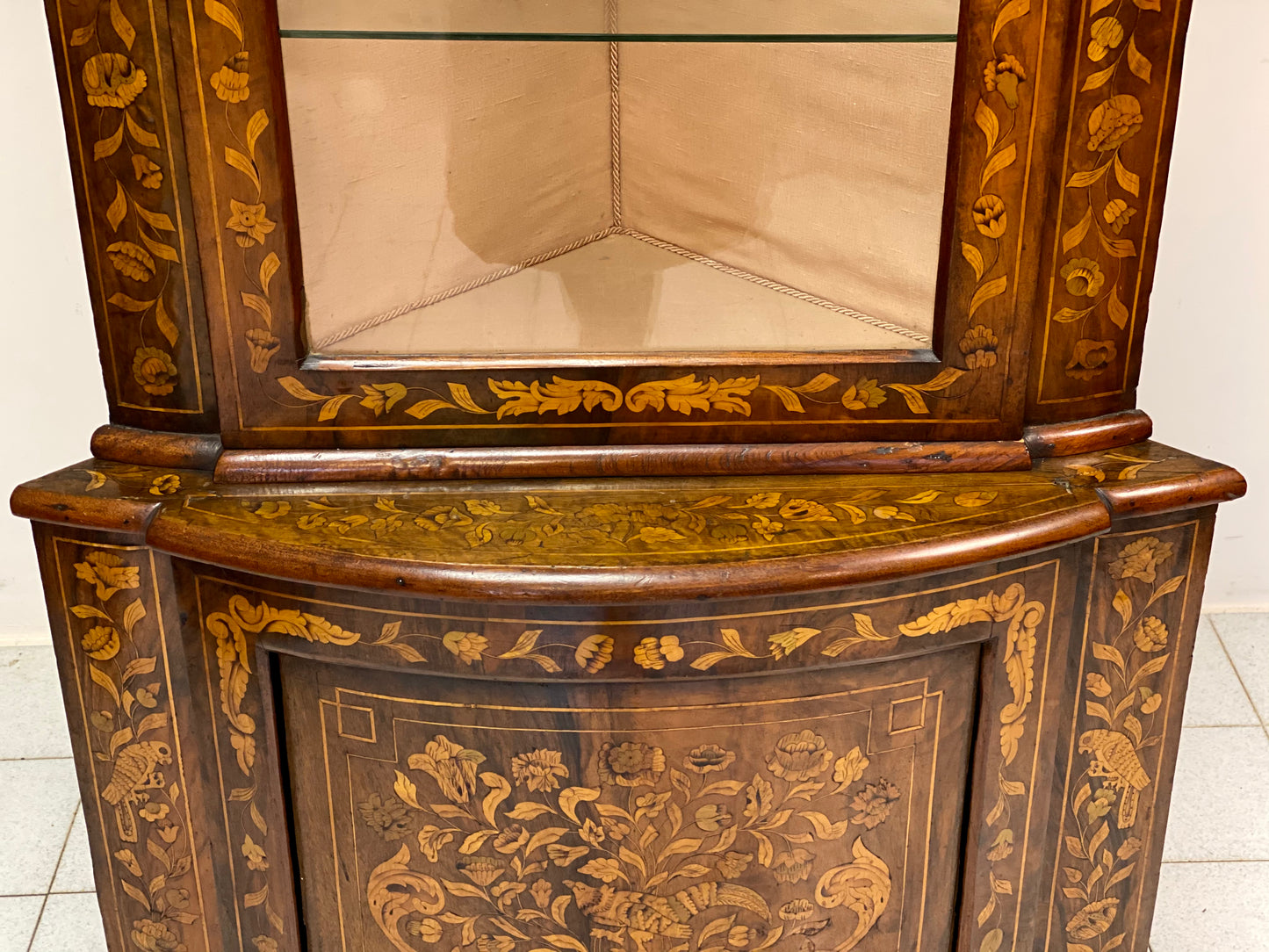 Dutch inlaid corner cupboard. Early 19th century