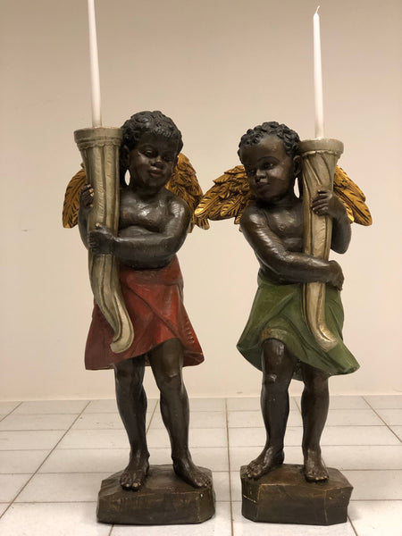 Coppia di Mori veneziani in legno XX secolo