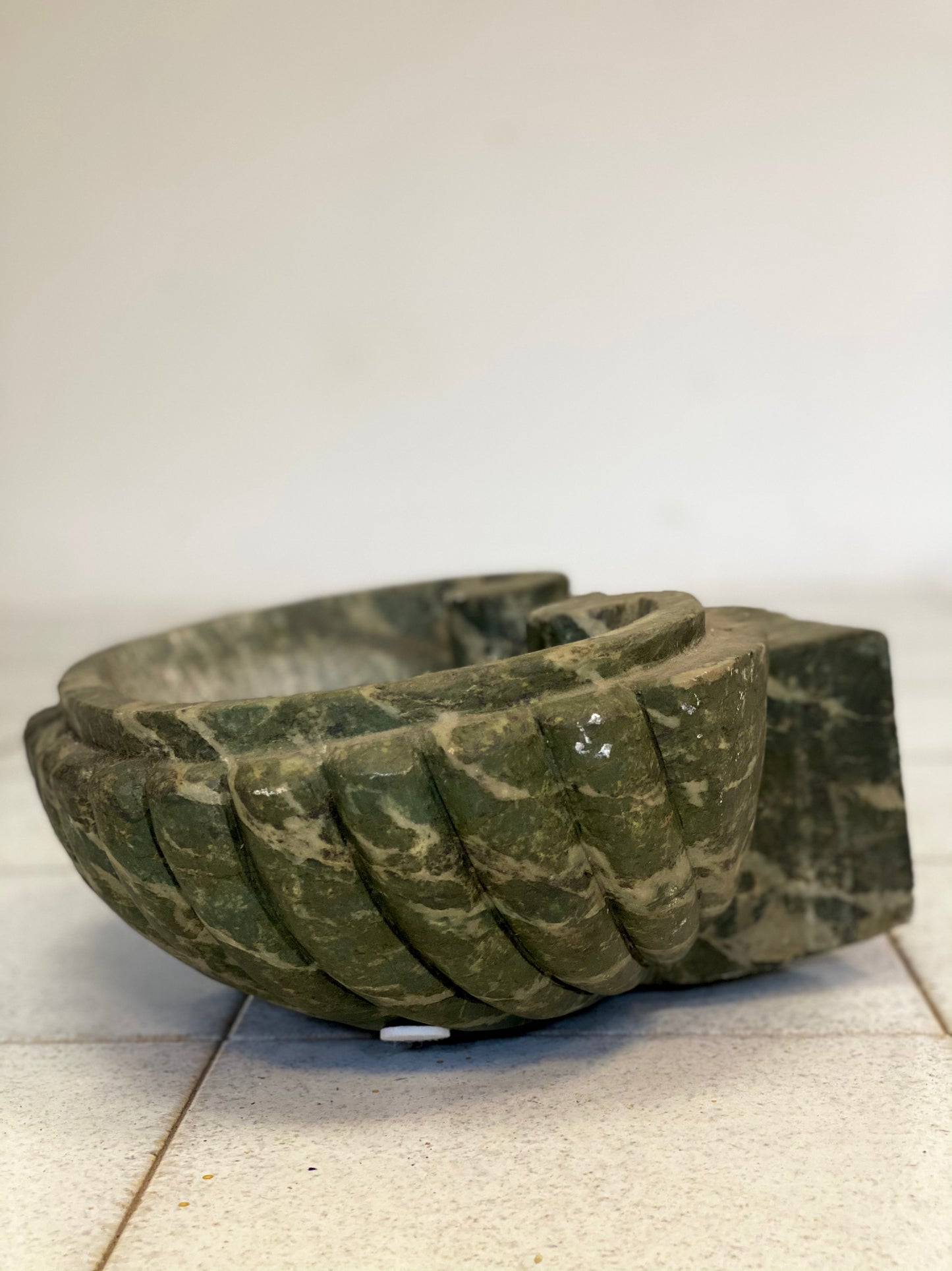 Marble holy water stoup in the shape of a shell. 19th century
