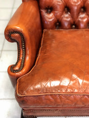 Poltrona Chesterfield bergère in cuoio . Inghilterra anni 60