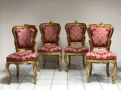 Gruppo di quattro sedie Luigi Filippo oro zecchino . Restaurate