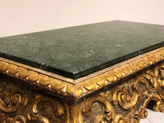 Consolles intagliata dorata argentata piano marmo .XVIII secolo