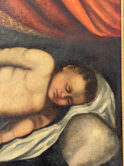 Cupido dormiente, olio su tela fine XVII sec., pittore caravaggesco del nord Italia