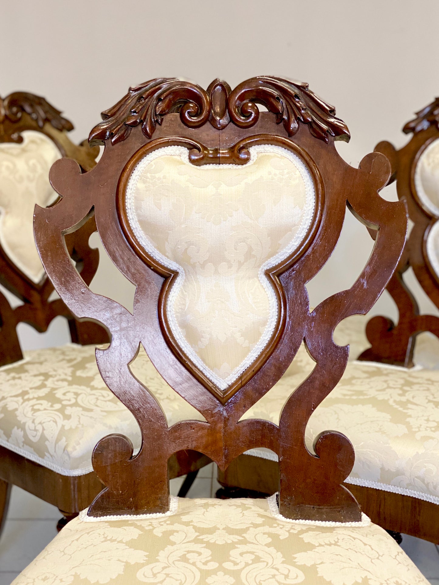 Group of six Charles X chairs. Bologna, early 19th century