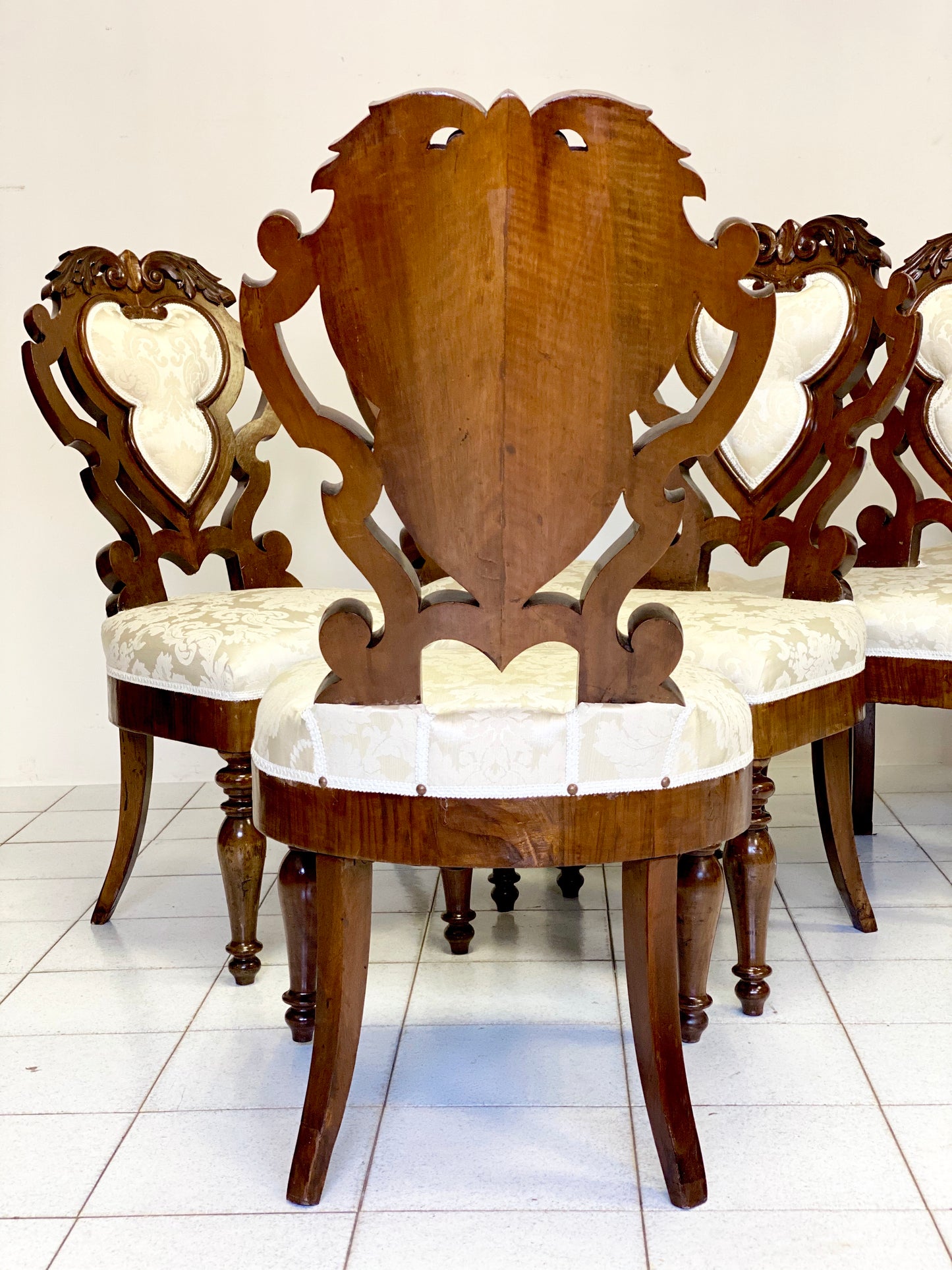Group of six Charles X chairs. Bologna, early 19th century