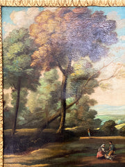 Olio su tela . Paesaggio fluviale XIX secolo