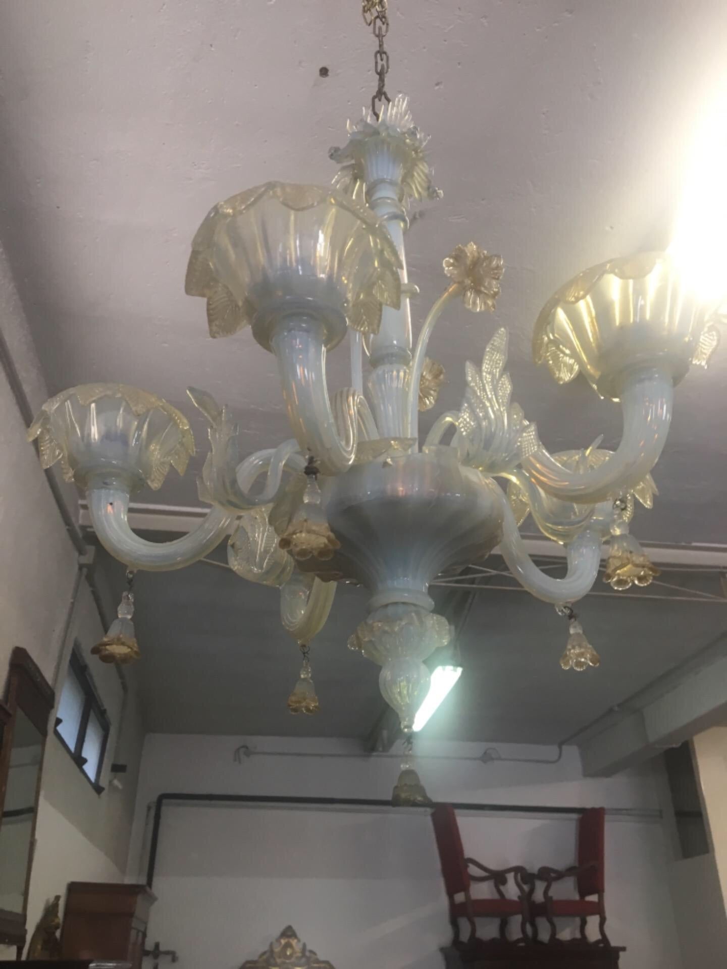 Lampadario di Murano vetro cinque luci . Primi 900