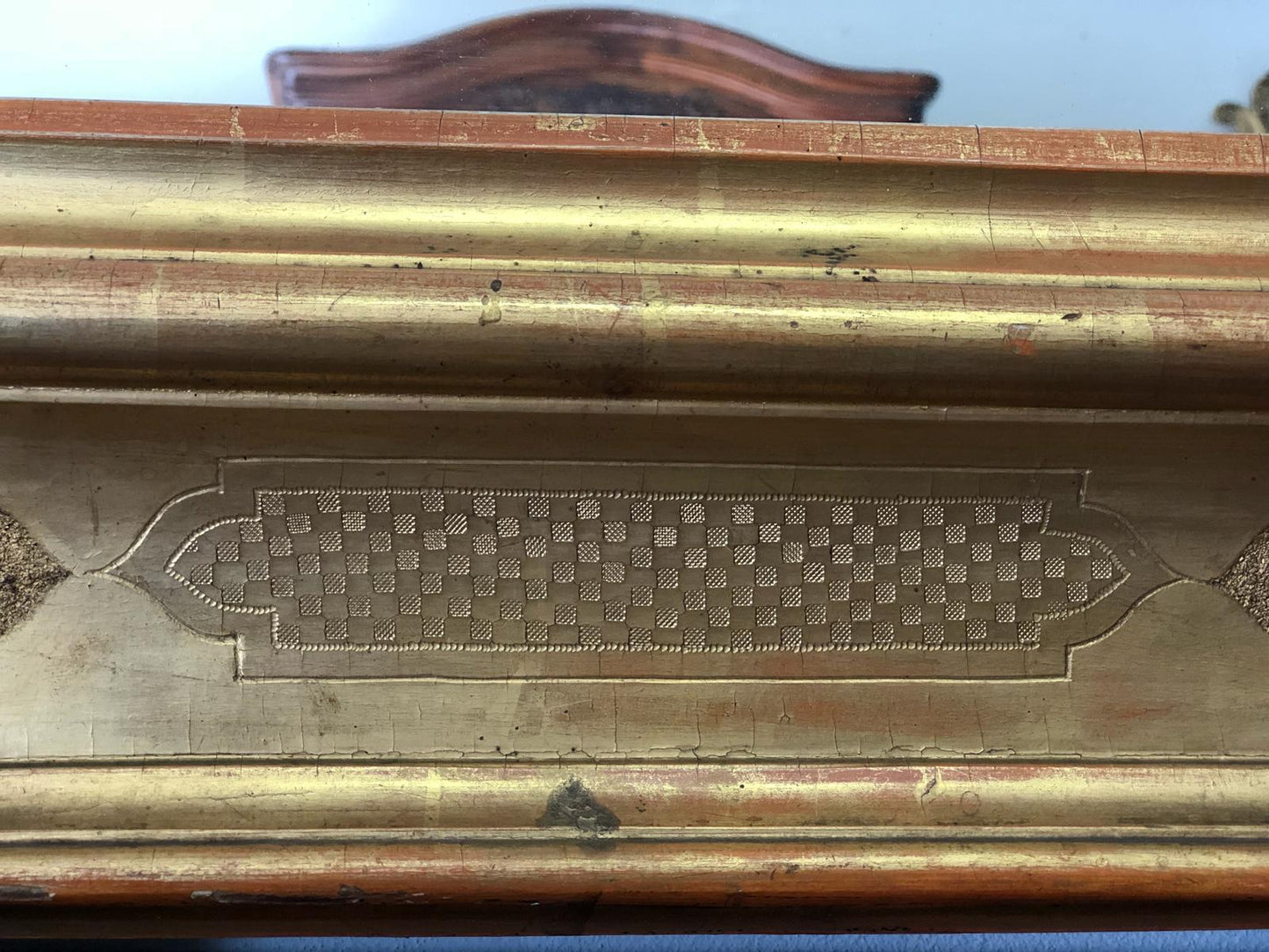 Cabaret mirror in pure gold. 19th century. 160x108
