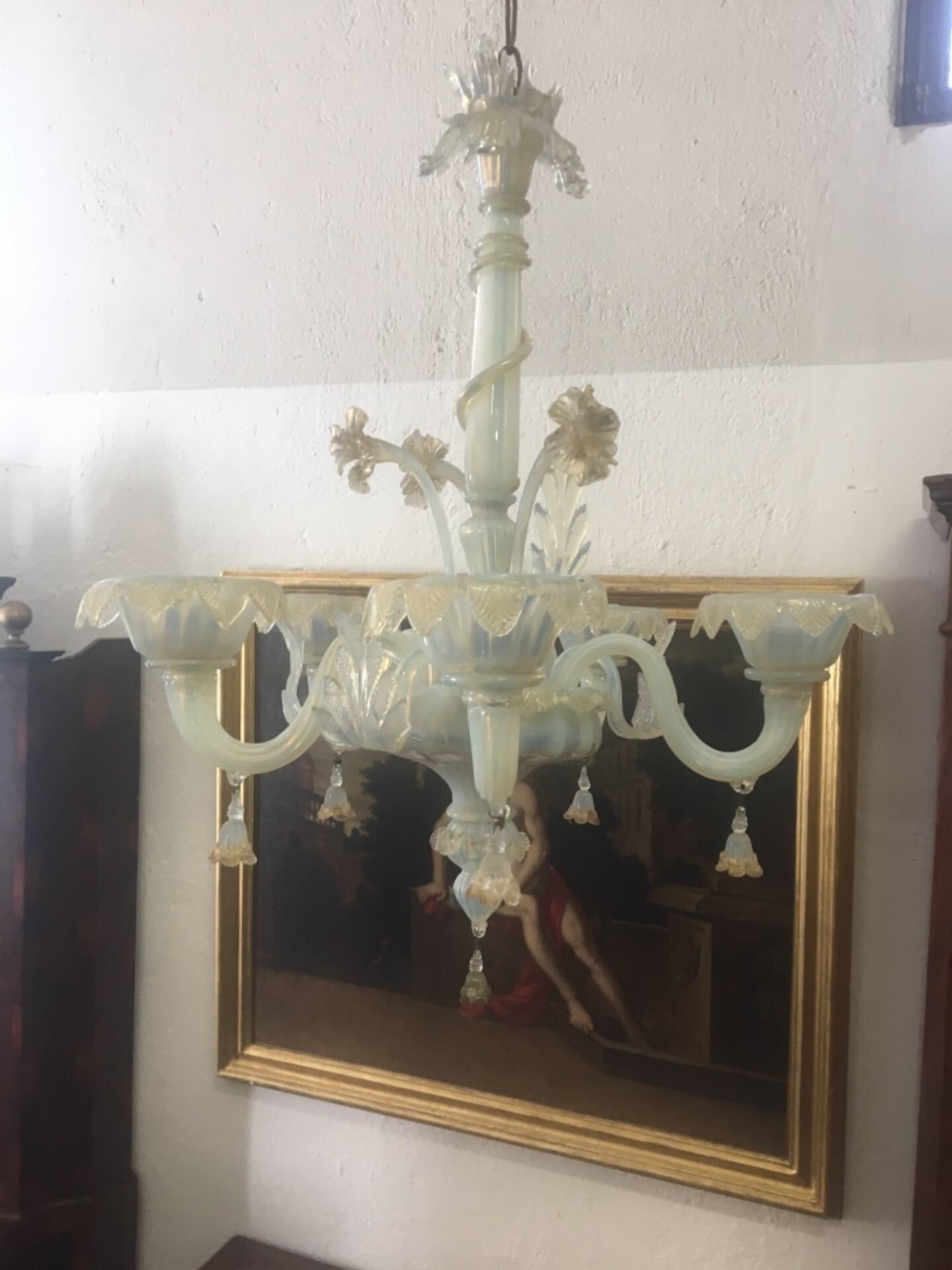 Lampadario di Murano vetro cinque luci . Primi 900