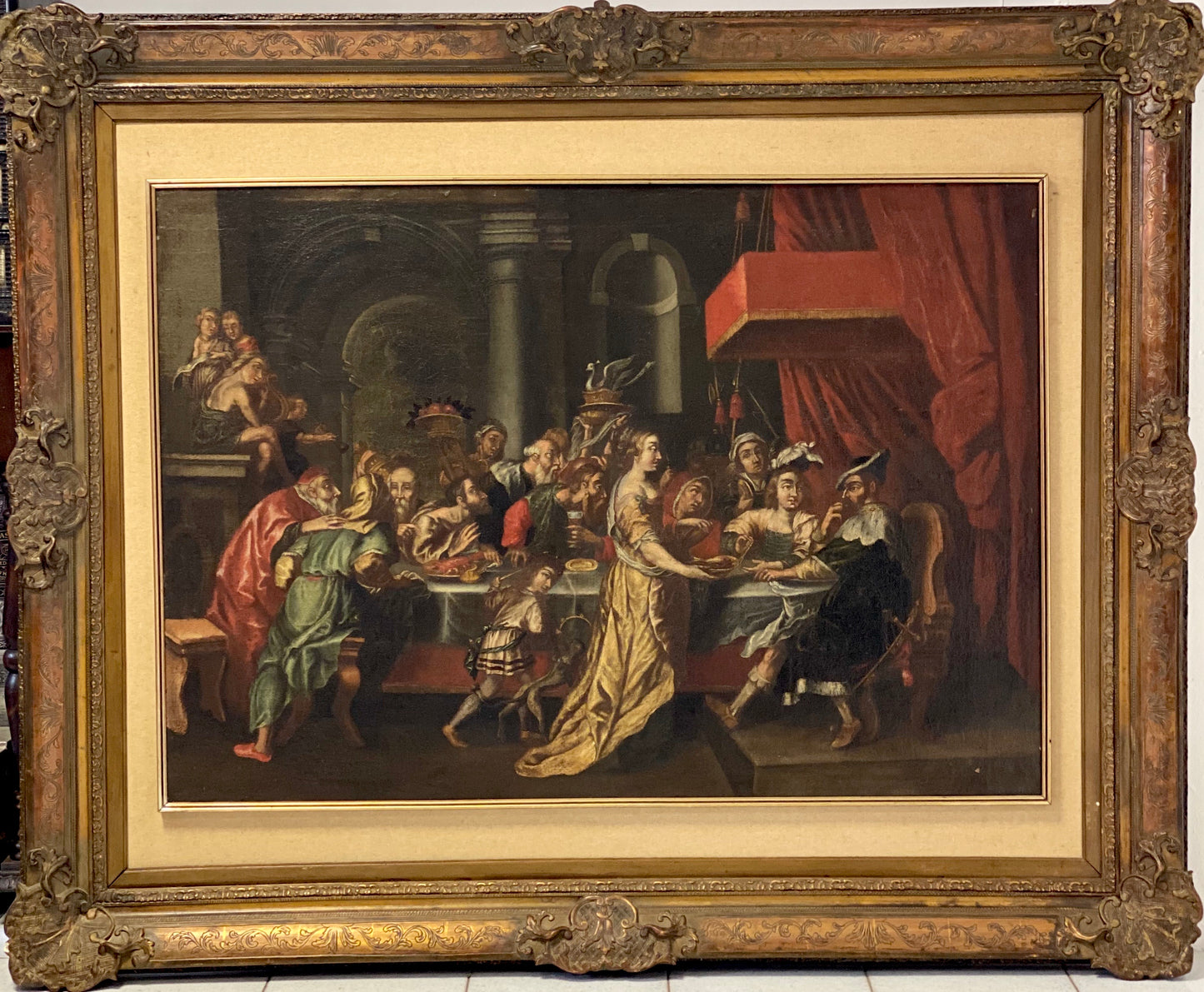 Olio su tela. Banchetto XVII secolo