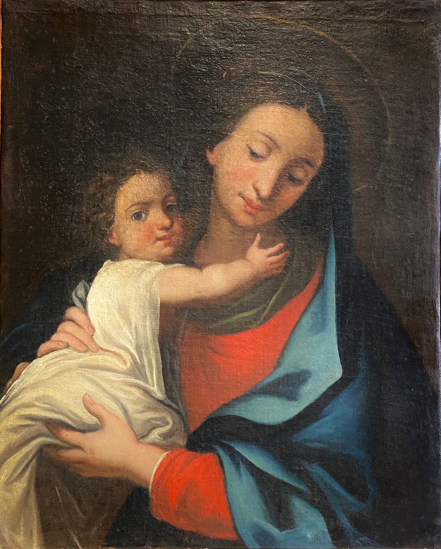MADONNA CON BAMBINO (OLIO SU TELA) XVII secolo