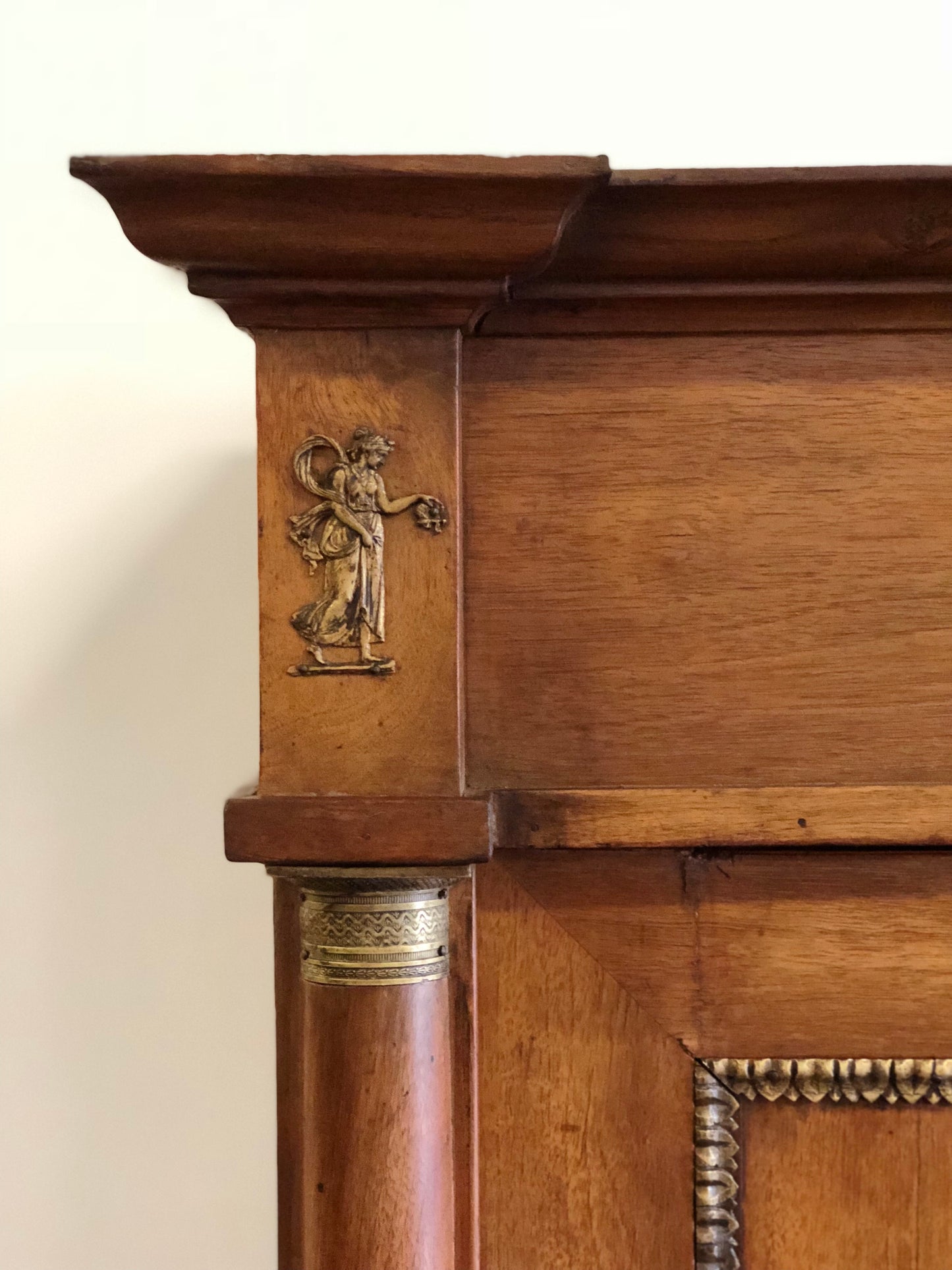Empire period walnut wardrobe with half columns
