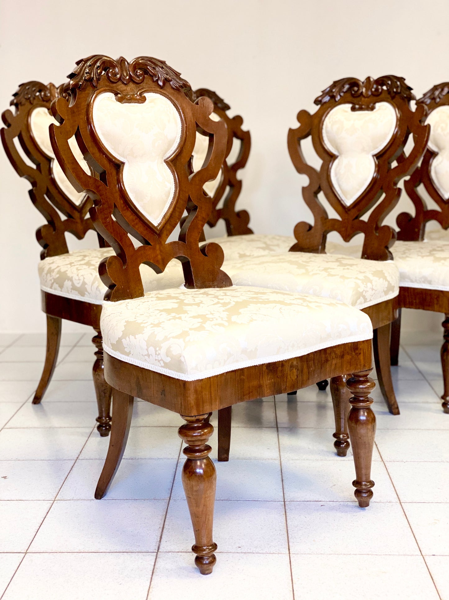 Group of six Charles X chairs. Bologna, early 19th century