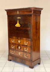 Secretaires Carlo X piuma di mogano . XIX secolo . Restaurato