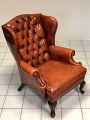 Poltrona Chesterfield bergère in cuoio . Inghilterra anni 60