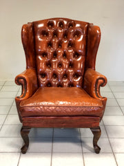 Poltrona Chesterfield bergère in cuoio . Inghilterra anni 60