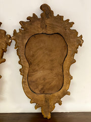 Coppia di ventole lignee intagliate argento mecca . Venezia fine XVIII
