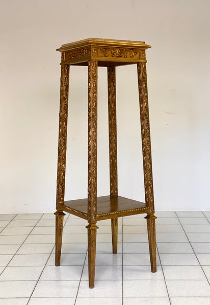 Colonna portavaso in legno intagliato e dorato. Metà 800