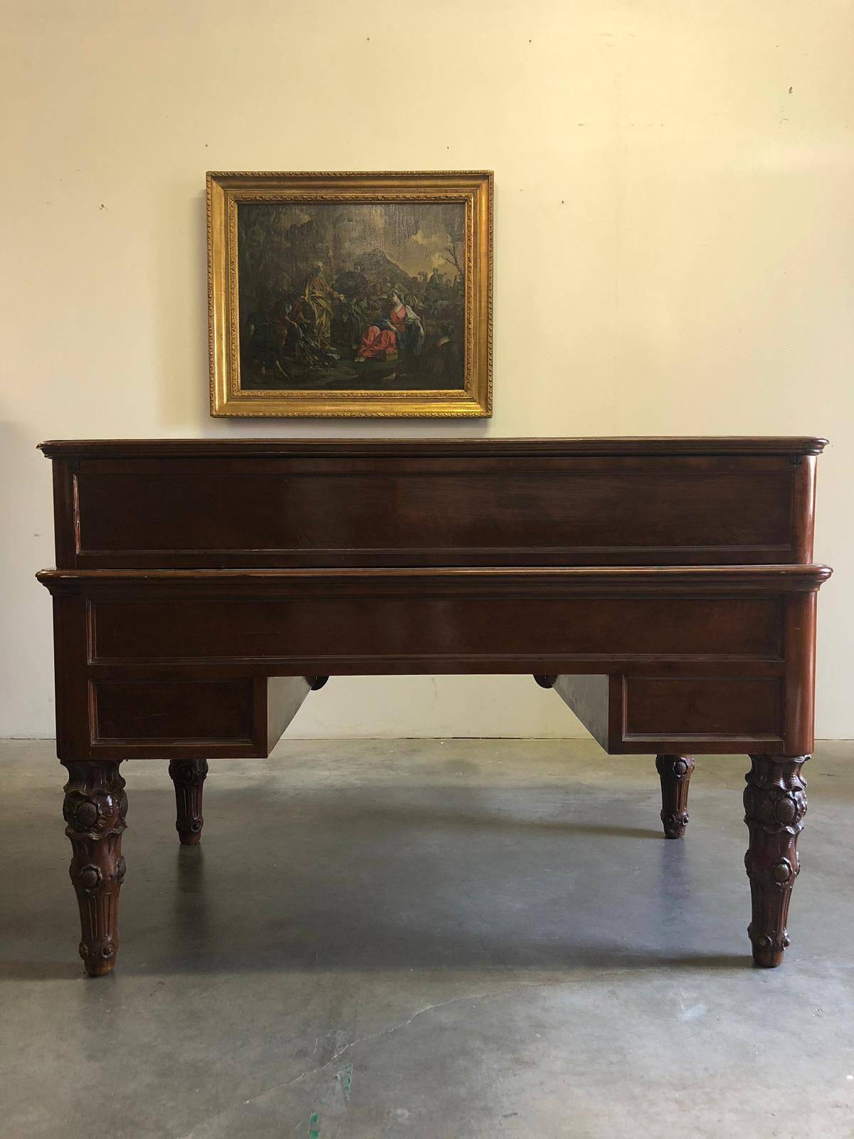 Charles X walnut center desk. 19th century