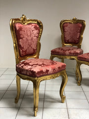 Gruppo di quattro sedie Luigi Filippo oro zecchino . Restaurate
