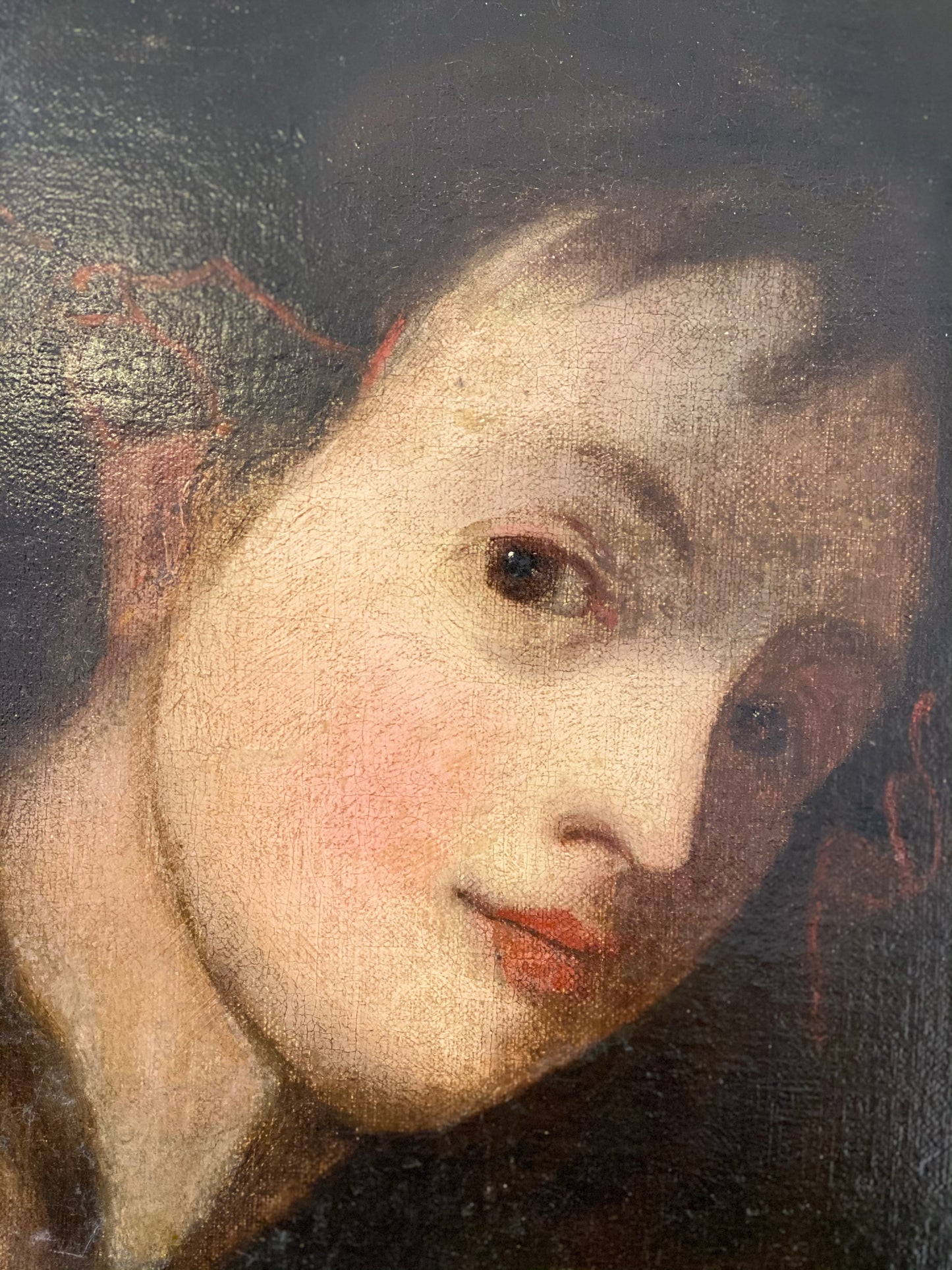 Ritratto di giovane dama, olio su tela Autore: scuola di A. van Dyck (Anversa 1599 -Londra 1641).