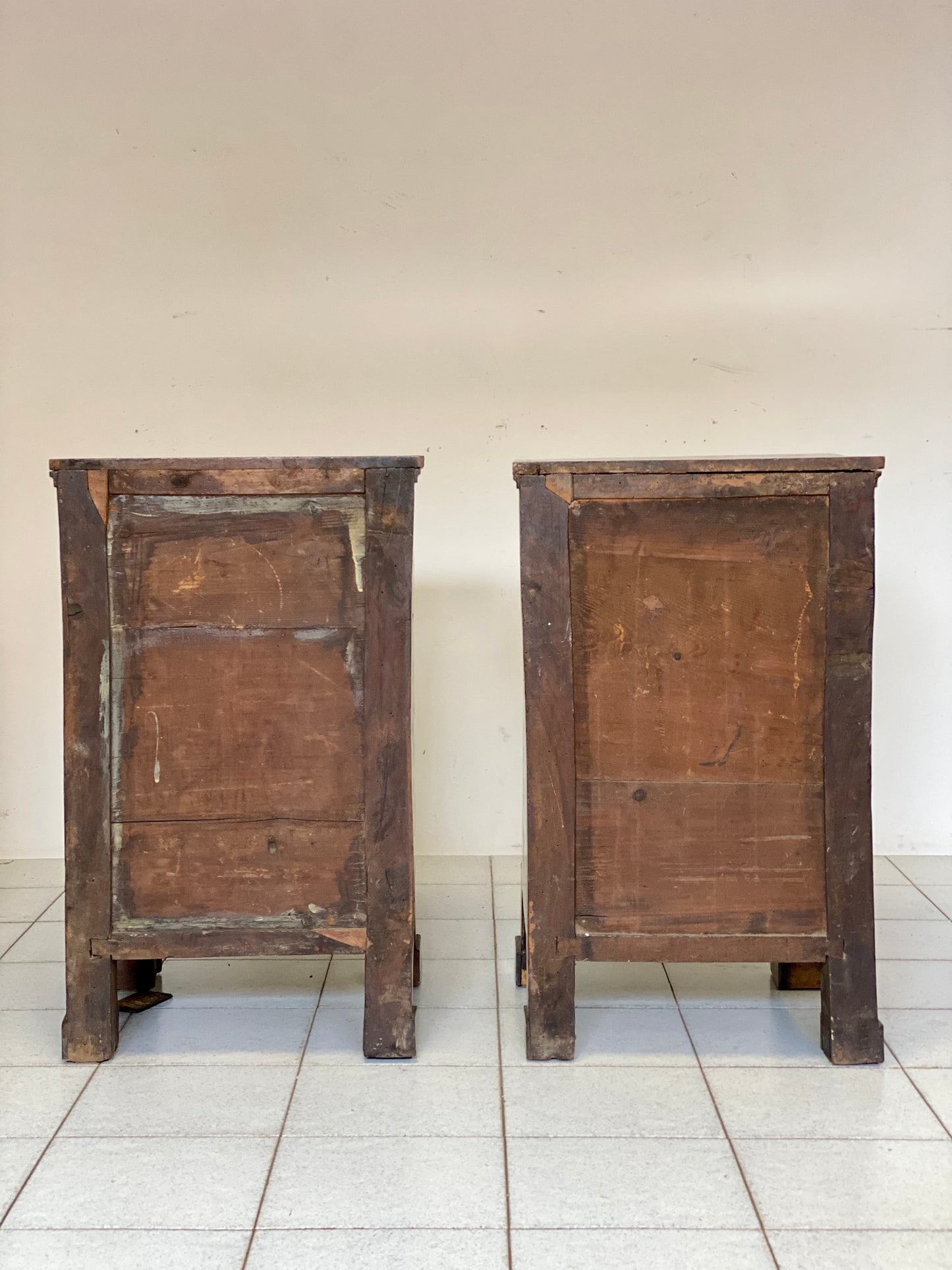 Pair of Lombardi Empire bedside tables, first half of the 19th century
