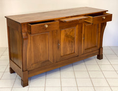 Credenza impero in noce con colonne a bretelle