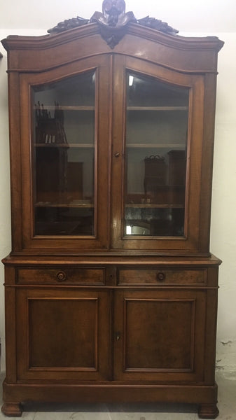 Credenza vetrina libreria Luigi Filippo in noce massello