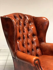 Poltrona Chesterfield bergère in cuoio . Inghilterra anni 60