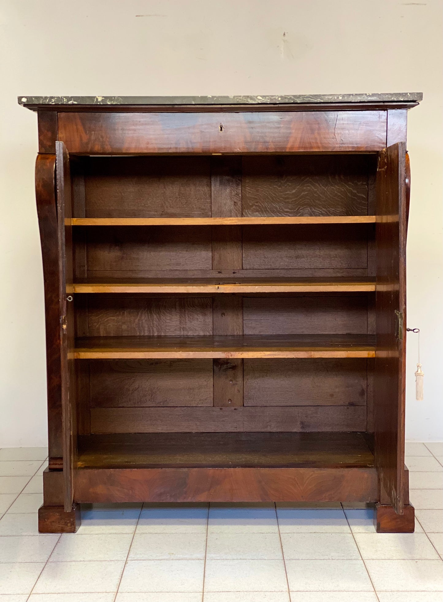 Empire sideboard cabinet columns braces 19th century. Restored ready