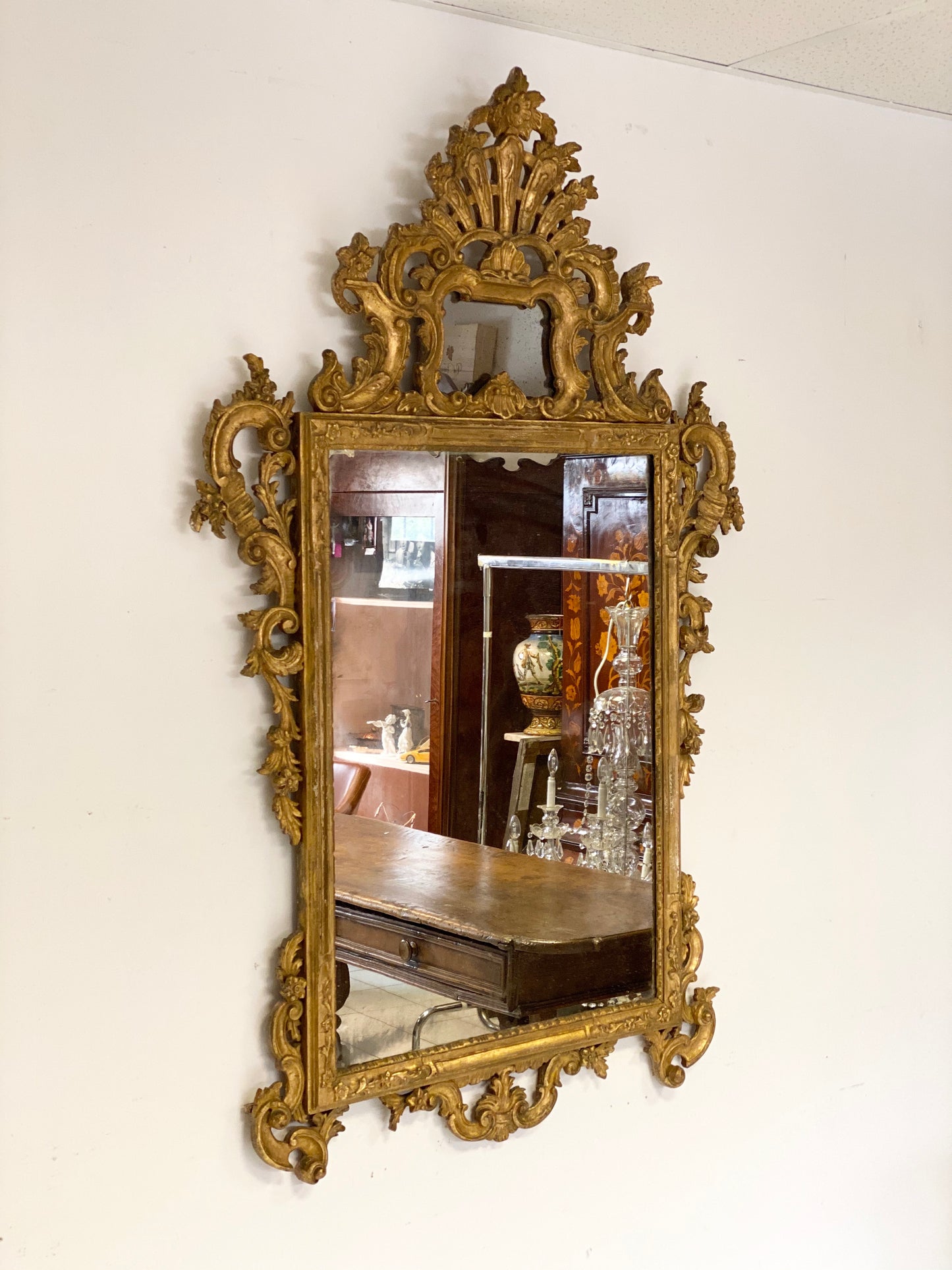 Specchiera veneziana legno intagliato dorato fine XIX secolo