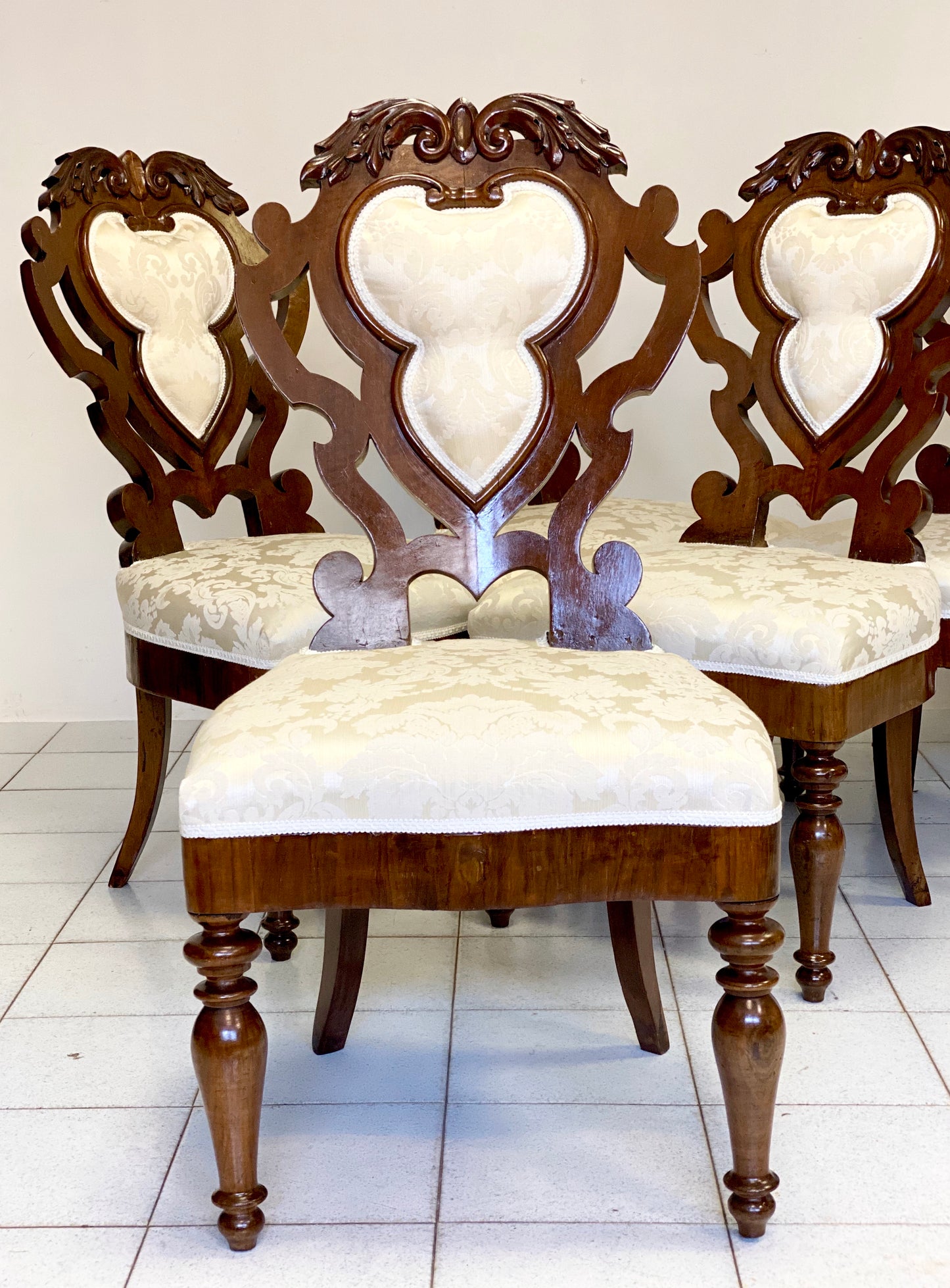 Group of six Charles X chairs. Bologna, early 19th century