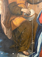 Olio su tavola . Incoronazione della vergine . Lombardo Veneto XVI secolo