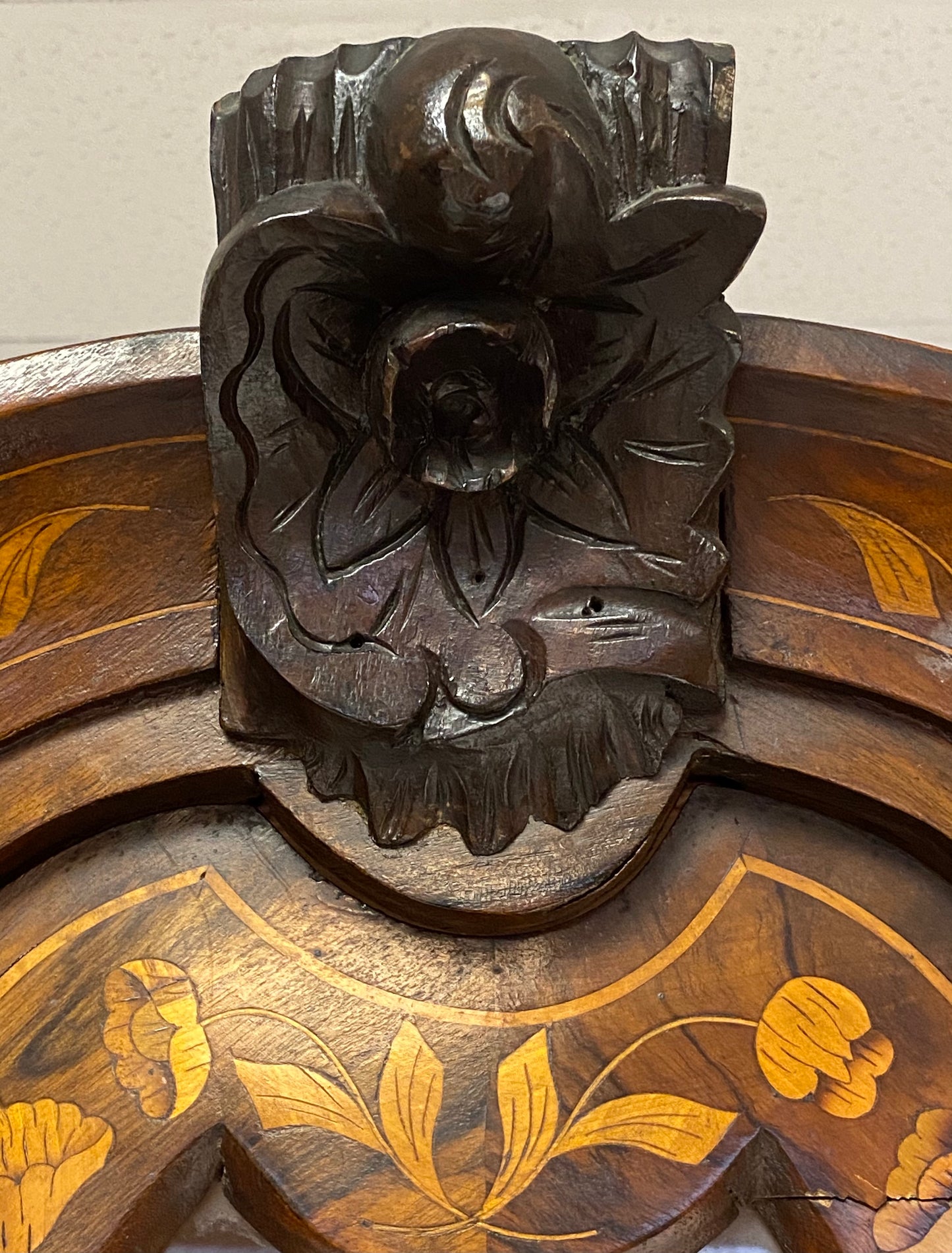 Dutch inlaid corner cupboard. Early 19th century