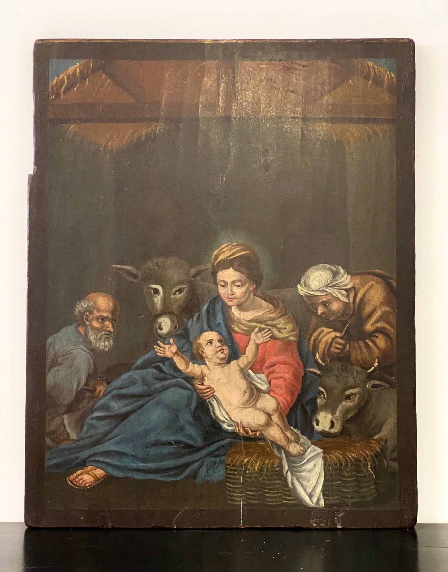 Natività scuola lombarda XVII sec. olio su tavola; 47x37 cm.