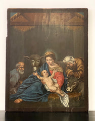 Natività scuola lombarda XVII sec. olio su tavola; 47x37 cm.