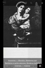 Olio su tavola Madonna con il bimbo e santo vescovo Lombardia XVI secolo